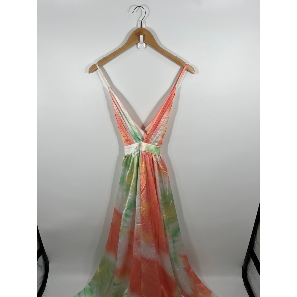 NWT Womens Babydoll Maxi Dress S‎ Multicolor Euro Summer Wedding Guest Formal